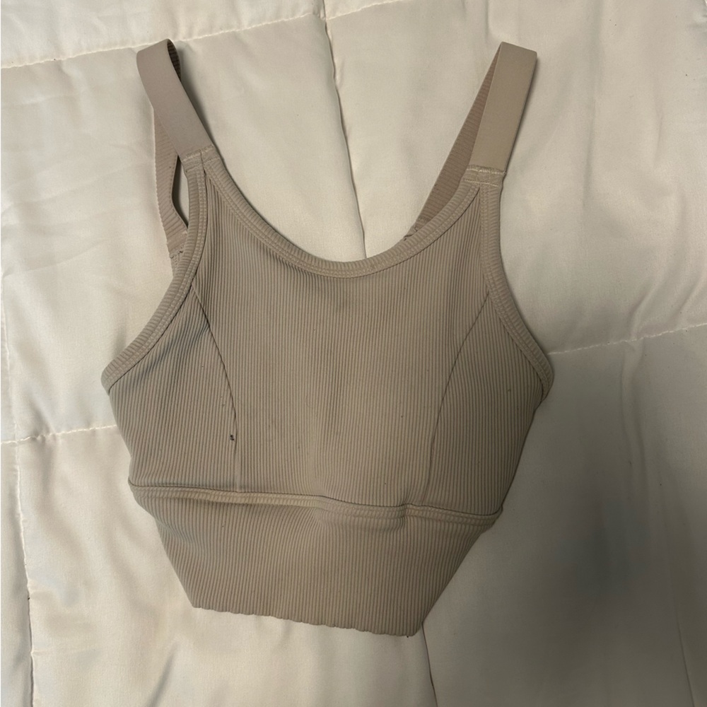Aerie Tan Fitted Crop Tank Top